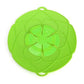 The Silicone Spill Stopper Lid showcasing its universal fit on a pan.