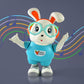 Detail of Tippy Toes Rabbit Toy outfit with glasses and badge
