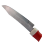 Small ceramic kitchen knife with a white blade and black protective cover for safe storage.