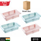 Complete 4-piece set of transparent fridge storage baskets, ready for use.