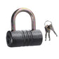 Hand holding the 82mm iron padlock, demonstrating its size for security applications.