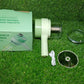Side view of the electric vegetable cutter, compact and modern design.