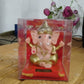 Close-up shot of the solar panel and detailed Lord Ganesha idol