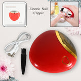 Person holding compact electric nail clipper and file suitable for safe nail trimming