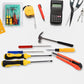 7-piece hand tool kit with magnetic wristband displaying tools and wristband