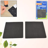 Eight round felt furniture protection pads displayed on a light wooden floor.
