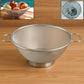Raised base ring of stainless steel colander ensures effective drainage