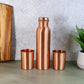 Elegant Copper Water Bottle Set with two matching glasses, presented in a gift box.