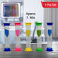 The vibrant 5-piece sand timer set displayed together, showcasing their compact size.