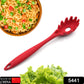 Heat-resistant silicone spaghetti strainer in a cooking pot.