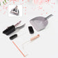 Close-up of the mini broom and dustpan for efficient desk cleaning.
