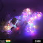 Close-up of vibrant heart-shaped LED wish balls on a decorative string light for Diwali.