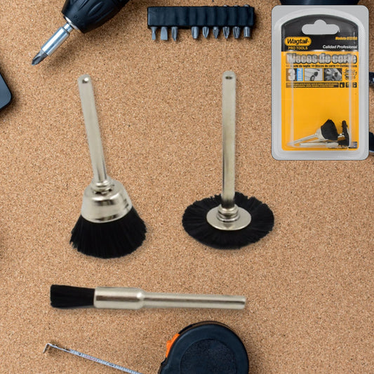 3-piece Brass Wire Wheels set for efficient rust removal and metal polishing.