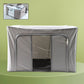 Stacked storage boxes with lids and front zippers for easy access