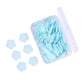 Open pack revealing 100 mixed-color flower-shaped portable soap sheets.