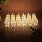 Set of 24 crystal design LED flameless decorative candles emitting warm flicker light
