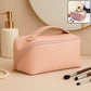 Waterproof peach travel makeup organizer pouch with zipper and handle