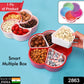 Overhead view of a multi-purpose food storage box with five removable sections.