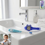 Kids toothbrush with cartoon watch toy in colorful design