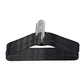 A pack of ten sleek stainless steel hangers displayed neatly against a white background.