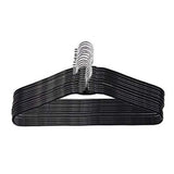A pack of ten sleek stainless steel hangers displayed neatly against a white background.