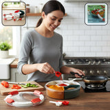 Plastic 5-compartment spice storage box with transparent lid and spoons