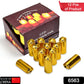 A dozen golden battery-operated flickering LED candles arranged together.