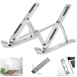 Ergonomic adjustable aluminum laptop stand folded for portability