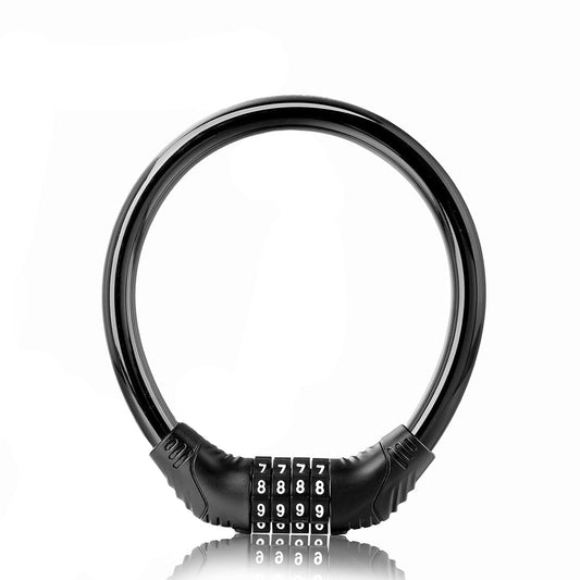 Steel cable of the bike lock showing weatherproof PVC coating