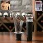 Elegant wine pourer and vacuum stopper set for drip-free serving