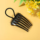 Close up of volumizing hair bun comb clip with elastic loop for secure styling