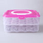Interior view of the egg storage box with removable dividers for egg protection.