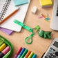 Dinosaur cartoon keychain with durable silicone strap and metal ring