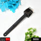 Top-down view of the black silicone toilet brush and its holder, emphasizing its compact design.