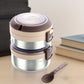 Ganesh stainless steel insulated lunch box double layer design with foldable spoon