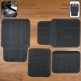 Universal car floor mat set in textured black rubber for interior protection