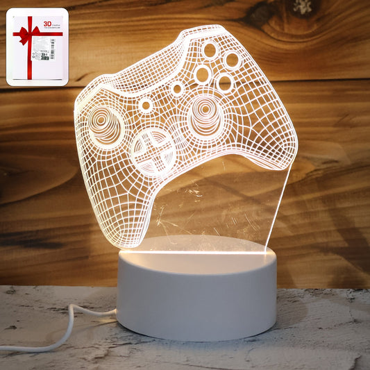Decorative 3D illusion LED night lamp featuring gaming controller acrylic panel
