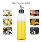 Clear 1 litre plastic oil bottle with a secure, airtight lid for convenient storage.