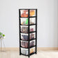 Side view of 6-layer plastic drawer storage cabinet showcasing sturdy frame