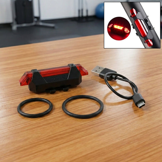 USB rechargeable bicycle LED tail light mounted on bike rear for safety