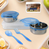 Konvex insulated lunch box set with two containers, an insulated fabric bag, and a spoon-fork set, ready for daily use.