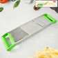Close-up of Apex stainless steel vegetable slicer showing blade details