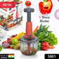 Ergonomic mini hand press chopper with a sleek matte finish and durable stainless steel blades.