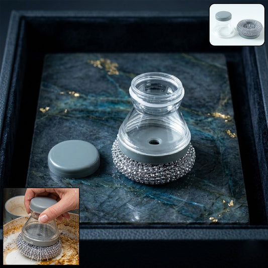 Liquid dispensing dish cleaning brush with ergonomic handle