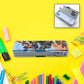Front view of the magnetic pencil box, highlighting its sharpener and calculator.