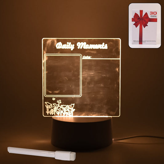 Acrylic decorative lamp featuring a heart shape, glowing softly in a bedroom setting.