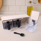 Close-up of Grinss modular spice storage box set featuring airtight hinged lids