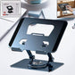 Front view of the portable adjustable laptop stand on a desk.