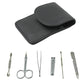 Professional manicure set neatly arranged in its durable, travel-friendly storage pouch.