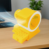 Mini dual-blade USB table fan with fragrance tray on office desk